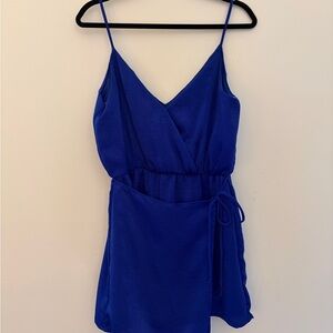 Royal Blue Romper with Faux Skirt